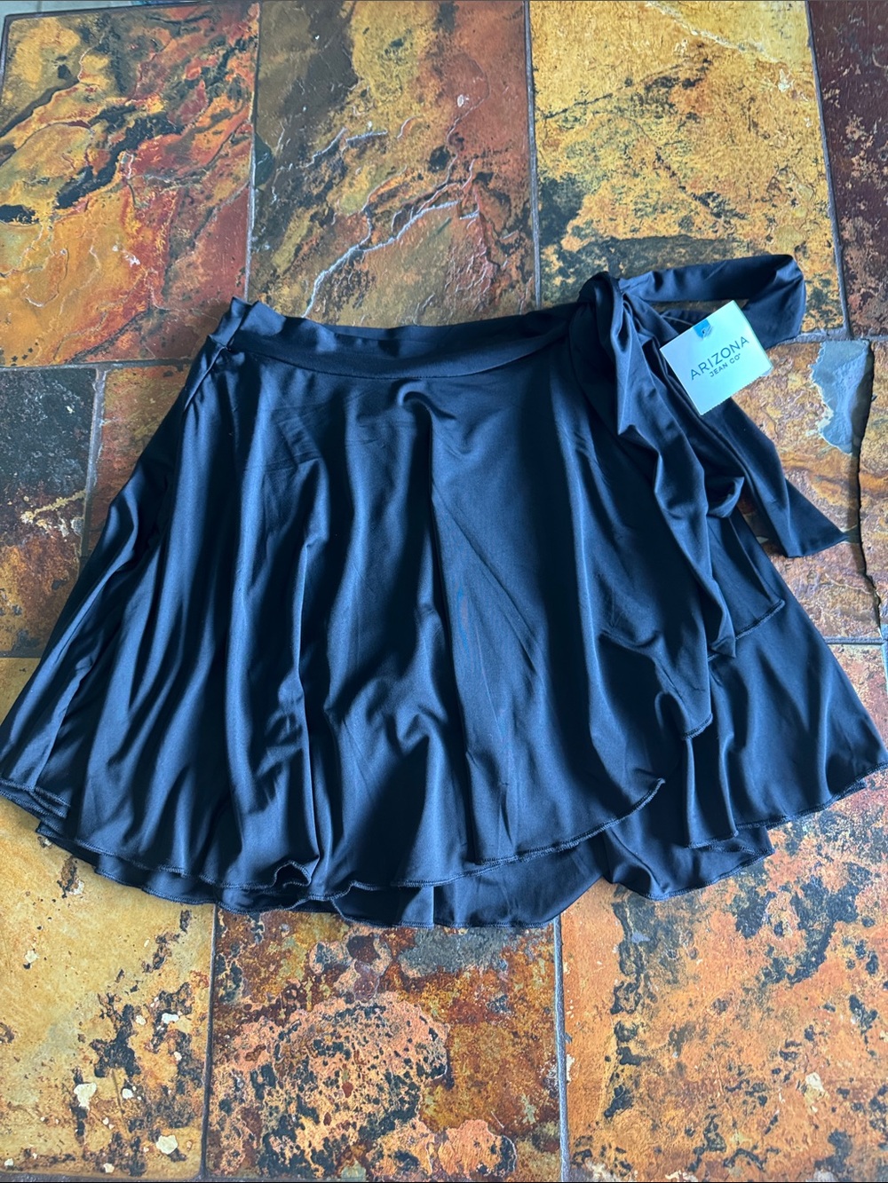 Arizona Jean Company Black Satin Skater Wrap Skirt (927)